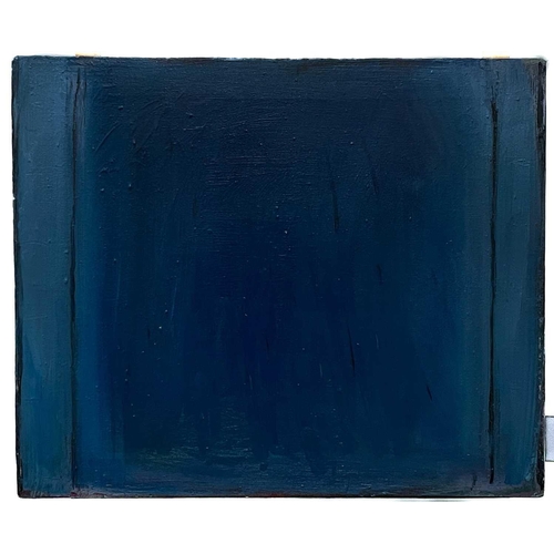 170 - Michael FINN (1921-2002) Blue on Grey on Red (Blue Haze with Black Line) Acrylic on canvas, signed t... 