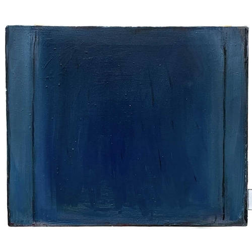 170 - Michael FINN (1921-2002) Blue on Grey on Red (Blue Haze with Black Line) Acrylic on canvas, signed t... 