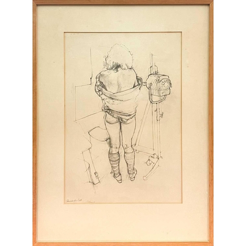 175 - Francis HEWLETT (1930-2012) Nude with Lamp Graphite on paper, signed and dated '76, further signed a... 