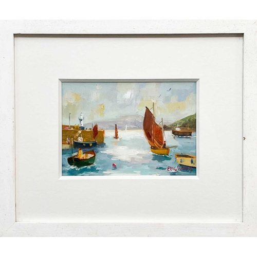 18 - Eric WARD (1945) Morning Tide At St Ives Oil Signed Further signed and titled to the verso 12cm x 17... 