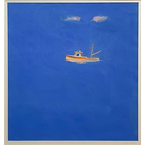 183 - John MILLER (1931-2002) Passing Boat and Pink Cloud  Gouache on paper, stamp signed, inscribed and s... 