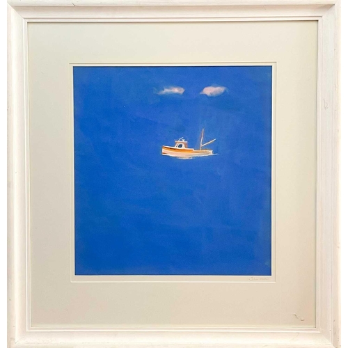 183 - John MILLER (1931-2002) Passing Boat and Pink Cloud  Gouache on paper, stamp signed, inscribed and s... 