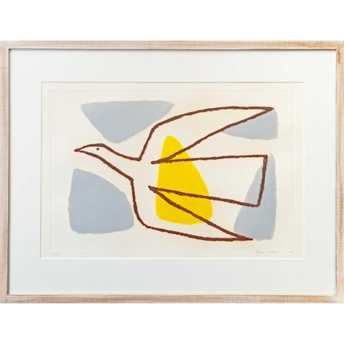 21 - Breon O'CASEY (1928-2011) Dove On Yellow With Grey Triangles Etching Numbered 14 of 15 Signed and ti... 