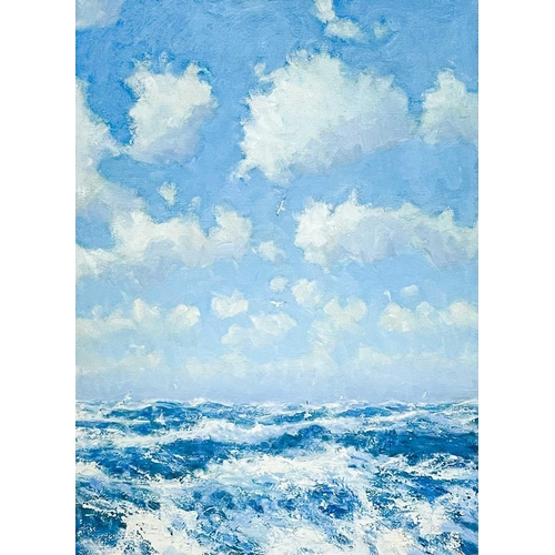 25 - Robert JONES (1943) Seascape Oil on board, initialled, 66 x 48cm, 88 x 68cm framed.