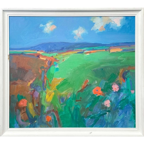 37 - John MILLER (1931-2002) West Penwith Summer Oil on canvas, signed, further signed and inscribed to v... 