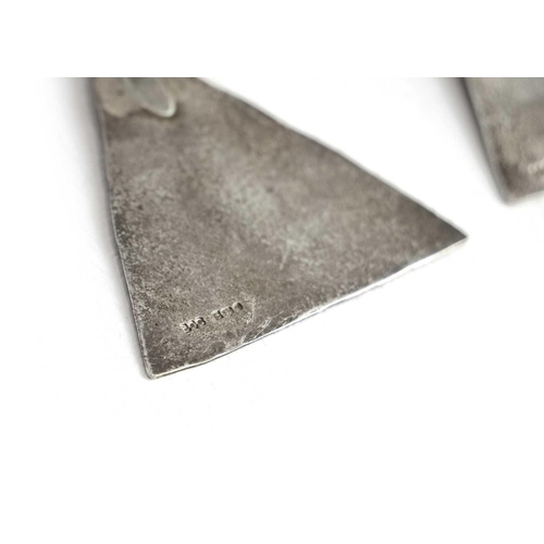 41 - Breon O'CASEY (1928-2011) Silver triangle earrings Each stamped BOC, drop 6cm. Provenance - Bought d... 