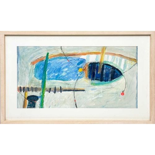 5 - Daphne MCCLURE (1930-2023) Boat in the Harbour, Porthleven  Oil on card, signed, 34 x 66cm, framed 5... 