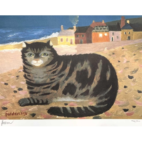 57 - Mary FEDDEN (1915-2012) Cat on a Cornish Beach, 1991 Lithograph Signed in pencil, edition 466 of 500... 