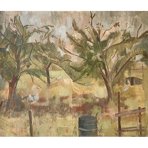 77 - Rosina ROGERS (1918-2011) The Orchard (1954) Oil on board, signed and dated '54, 39.5 x 46.5cm, 54 x... 