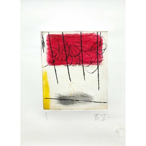 78 - Bryan ILLSLEY (1937) Untitled  Coloured etching, initialled and numbered 1/1, plate size 19.5 x 17cm... 