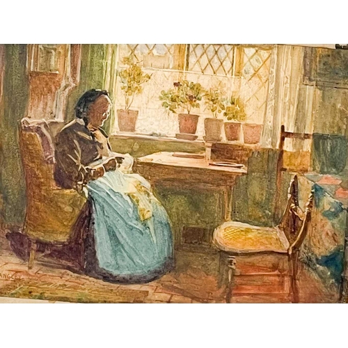 86 - Walter LANGLEY (1852-1922) Woman In Interior Watercolour Signed Art Gallery receipt to the verso 21.... 