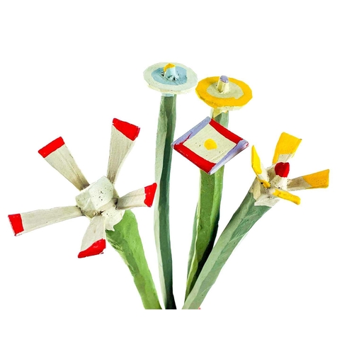 99 - Bryan ILLSLEY (1937) A bunch of flowers Painted wood, height of tallest flower 31cm. Provenance - Pu... 