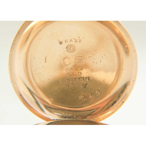 43 - WALTHAM - A rose gold plated full hunter crown wind fob pocket watch. The signed 28mm dial with Roma... 