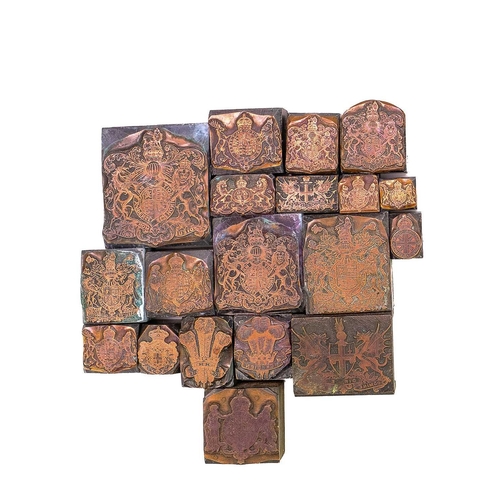 10 - An interesting collection of metal printing blocks. Metal and wood mounted examples to include the r... 