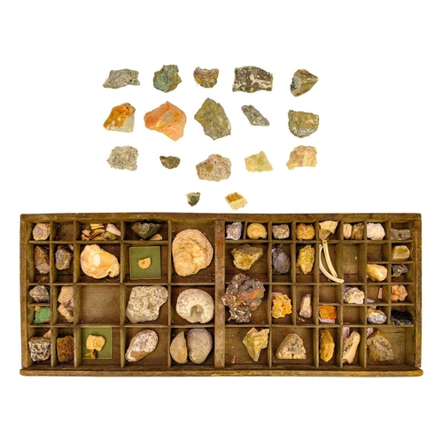 101 - A collection of minerals and fossils. Mostly labelled, To include fluorite, blue john, leopard jaspe... 