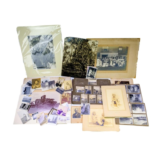 103 - A large collection of photographs and ephemera. Including carte de visite in a fabric bound album, a... 