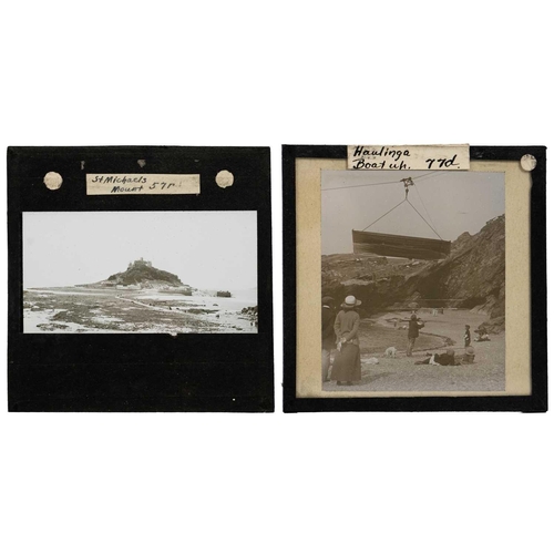 113 - A large collection of magic lantern slides, including some Gibson and other local interest. The Scil... 