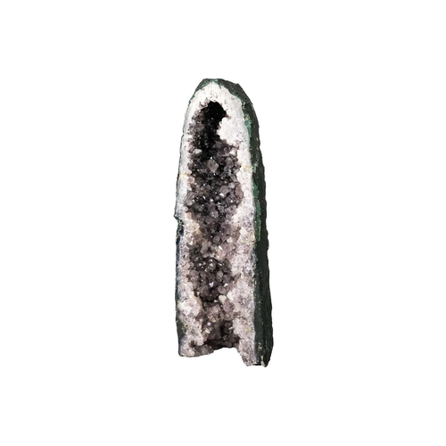 121 - A tall freestanding 'cathedral' amethyst geode. With flat base, prepared outer surface and well defi... 