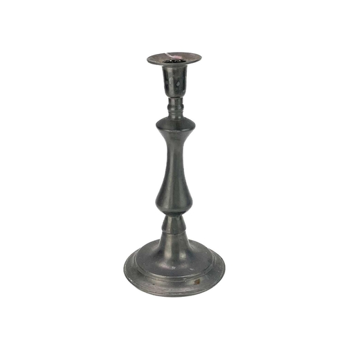 125 - A pair of Georgian style pewter baluster candlesticks. Circa 1900, height 29cm, together with a pair... 