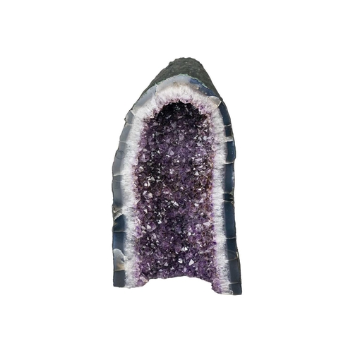 137 - A large free standing 'cathedral' amethyst geode. Vibrant purple in colour, with a flat base, prepar... 