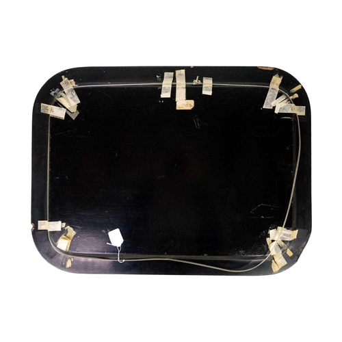 146 - A Victorian paiper mache lacquered serving tray. 82cm x 63cm together with another papier mache lacq... 