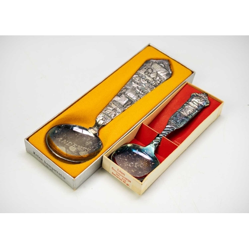 148 - Norwegian Konge tinn cutlery. Includes 12 cased sets together with a Jersey one pound coin.