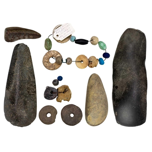 157 - A possibly bronze age set of beads. Together with neolithic stone tools. Maurice Jenkins (1933-2022)... 