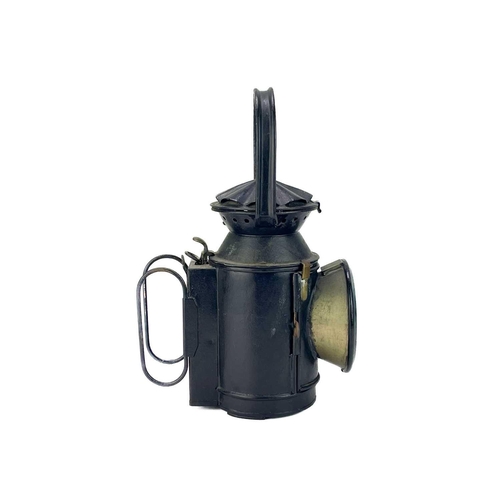 167 - A pair of railway hand signal lamps. Each fitted a Sherwood burner, height 33cm.