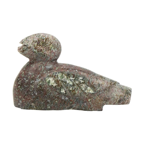 174 - Baz Mehew (XX-XI) Cornish serpentine carved duck, height 13cm.