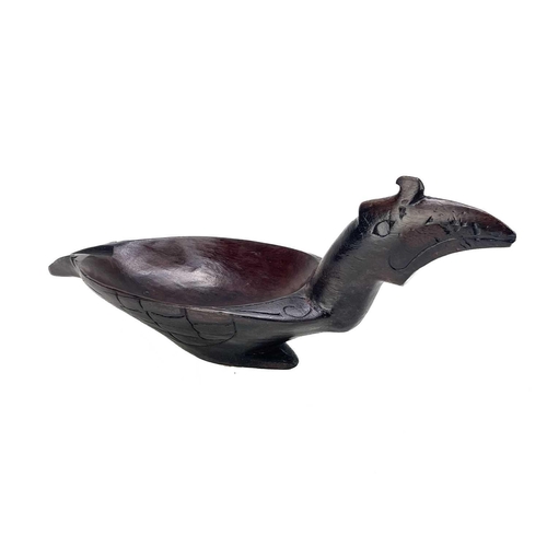 230 - A possible Dayak Borneo wood carved pouring vessel. In the form of a Rhinoceros Hornbill bird, heigh... 