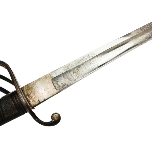 247 - An 1822 pattern officer's sword. The fullered 89cm blade etched with a VR monogram, with three bar b... 