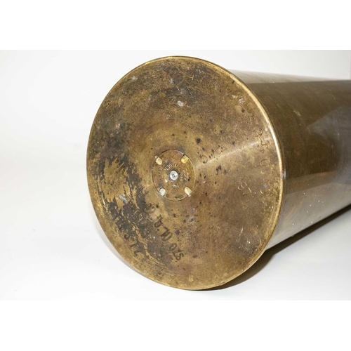 248 - A 4.5 inch large brass naval shell case. Dated 1971, height 64cm.