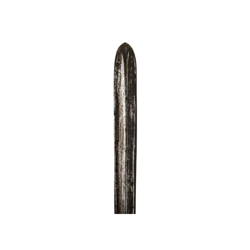 254 - A Masai lion spear. Early 20th century, the elongated blade with raised ridge and short wooden haft,... 