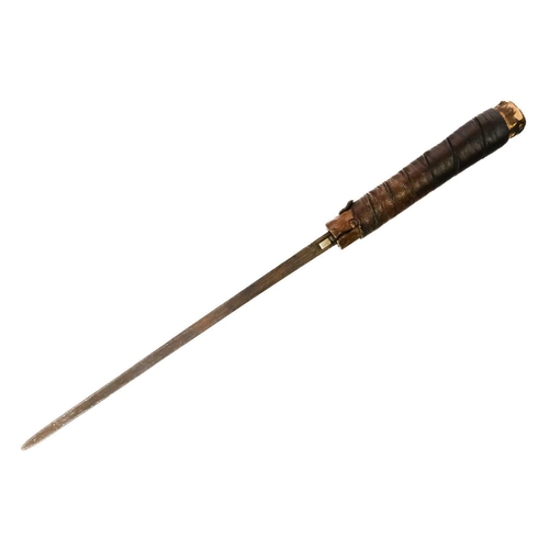 255 - A late 19th century sword stick. Stick length 93cm blade length 30cm.