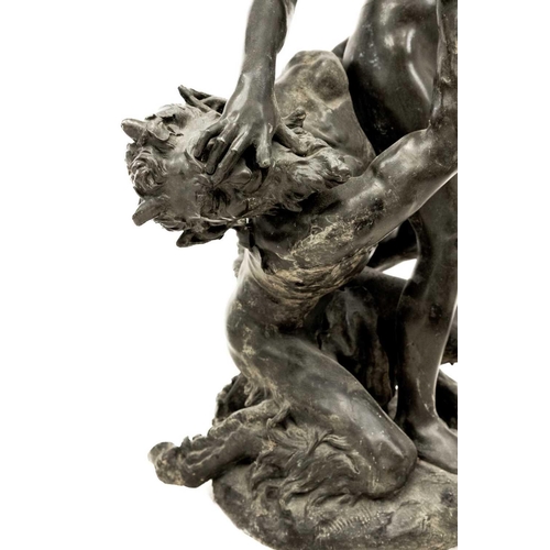 261 - Henri Desire Gauquie (1858-1927). Satyr and a Bacchante, bronze, signed to base, height 97cm.