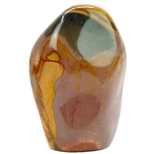 27 - Five polychrome jasper mineral specimens. All free form, polished, free-standing with one flat face.... 