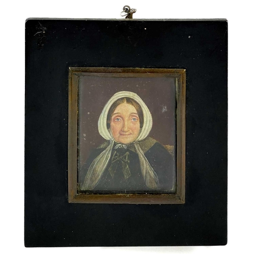 276 - A group of four miniatures. A portrait of a young girl painted by Gertrude Newton, 6.5X5.2cm, framed... 