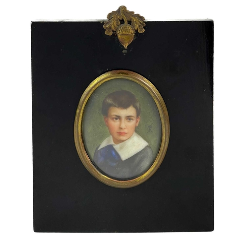 276 - A group of four miniatures. A portrait of a young girl painted by Gertrude Newton, 6.5X5.2cm, framed... 