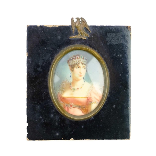 278 - A miniature portrait of Josephine Bonaparte. Late 19th century, together with a miniature portrait o... 