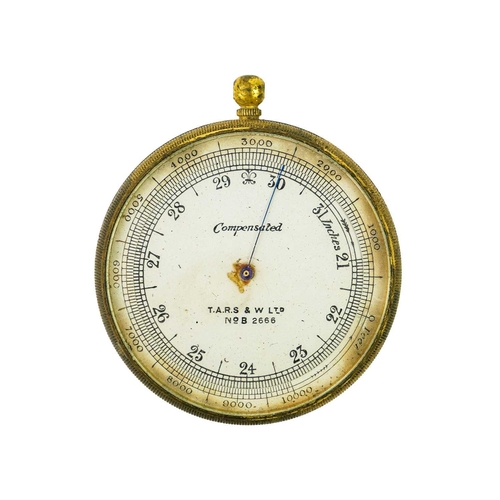 290 - An early 20th century silvered brass aneroid pocket barometer by Lawrence & Mayo London. Inscribed t... 