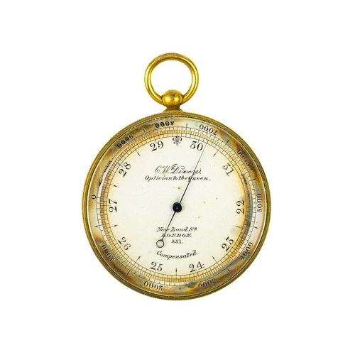 290 - An early 20th century silvered brass aneroid pocket barometer by Lawrence & Mayo London. Inscribed t... 