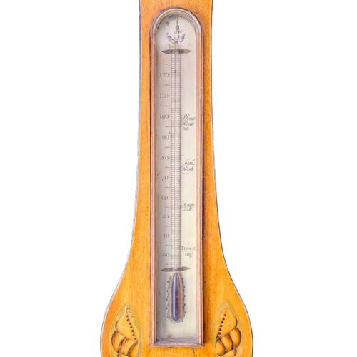 293 - A 19th century mahogany barometer/thermometer by Cetti & Co. of London. With inlaid floral and shell... 