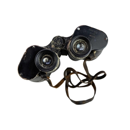 307 - A pair of WW II era 7x50 binoculars by Ernst Leitz Stamped Dienstglas 7x50 403589 beh + with leather... 