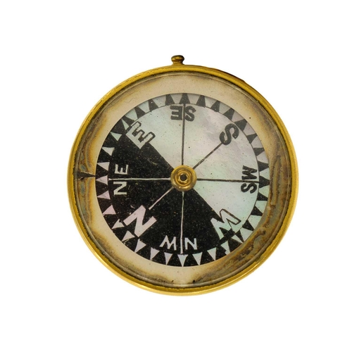 319 - An early 20th century brass compass with mother of pearl dial. Inscribed J.S Bousfield 8th East Lanc... 