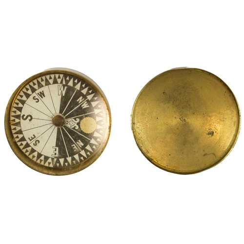 319 - An early 20th century brass compass with mother of pearl dial. Inscribed J.S Bousfield 8th East Lanc... 