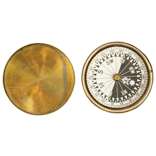 319 - An early 20th century brass compass with mother of pearl dial. Inscribed J.S Bousfield 8th East Lanc... 