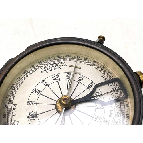 320 - A brass dip needle compass. Diameter 9.5cm together with five various compasses. (6)