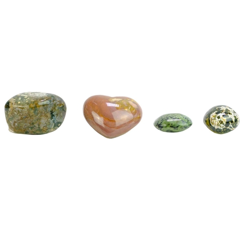 34 - A collection of polished minerals. To include; Petrified wood, blue calcite, polychrome jasper, ocea... 