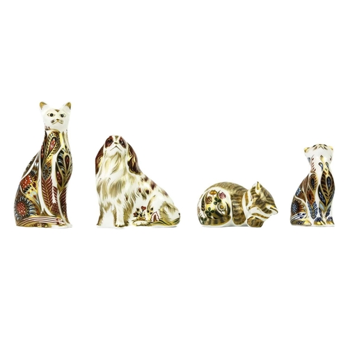 356 - Four Royal Crown Derby paperweights. Comprising 'Cavalier King Charles Spaniel', 'Cottage Garden Kit... 