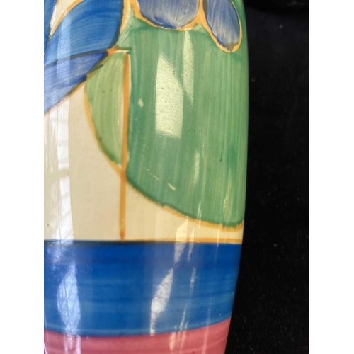 379 - A Clarice Cliff Pastel Melon pattern 186 shape vase. Bizarre Newport Pottery marks, height 14cm. Pro... 